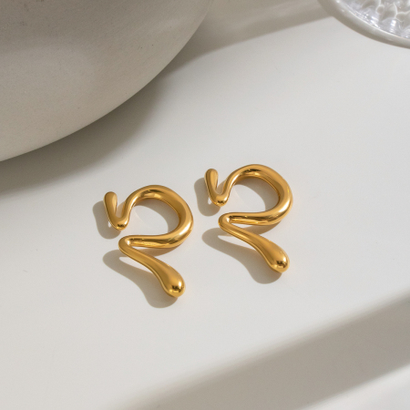 Stainless Steel Waterproof Gold Color Women's Ear Cuffs 2