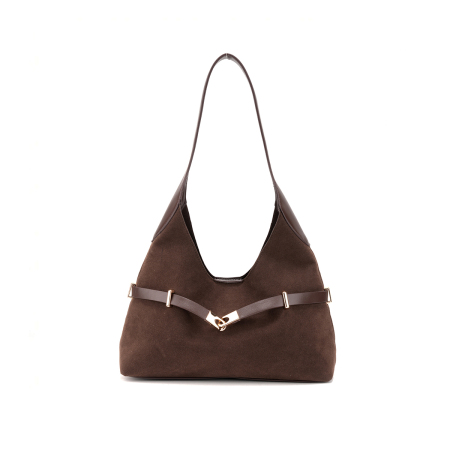 Parisian Chic Style Metal Hardware Solid Color Suede Women's Tote Bags