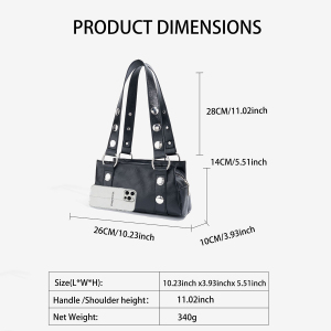 Streetwear Style Studded Rivet Pu Women's Square Bag Shoulder Bags h5 Picture5