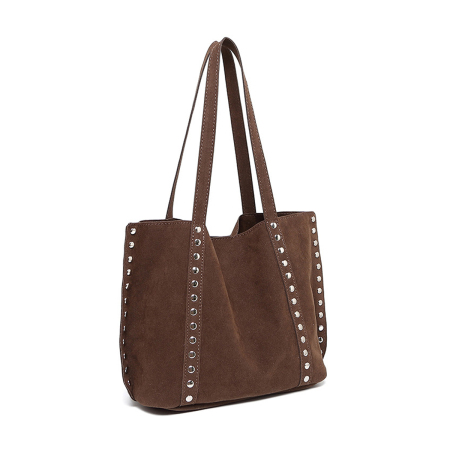 Office Style Studded Rivet Suede Women's Tote Bags 2