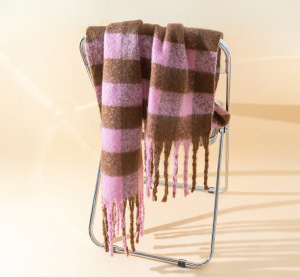 Simple Series Daily Plaid Tassel Mixed Color Polyester Winter Scarves h5 Picture3