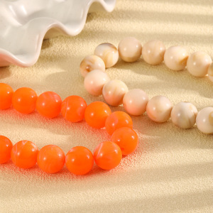 Simple Series Retro Beads Gradient Color Resin   Gold Color  Women's Beaded Necklaces h5 Picture5