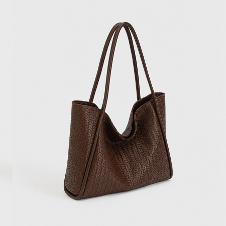 Office Style Woven Solid Color Pu Women's Tote Bags 2