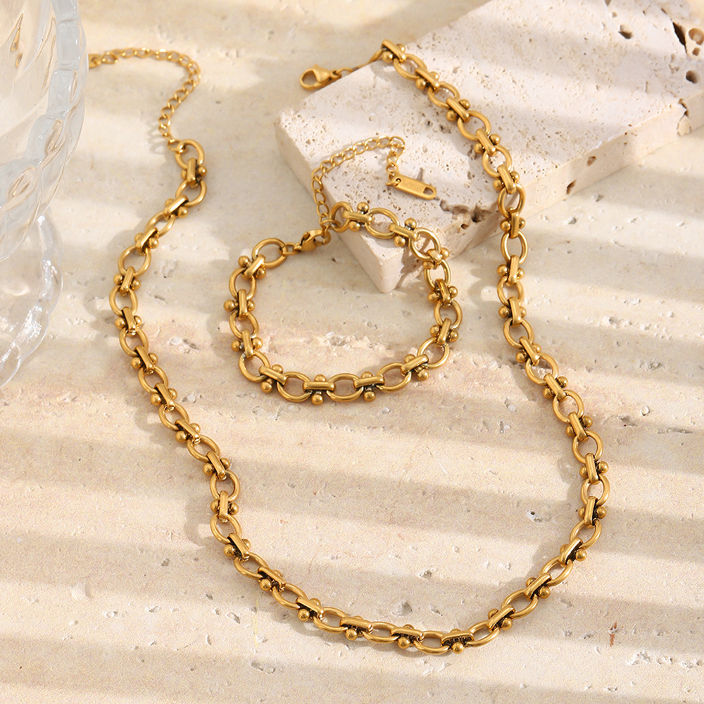 Simple Series Punk Twist Patchwork Chain Stainless Steel Waterproof Gold Color Women's Chain Bracelets Picture2