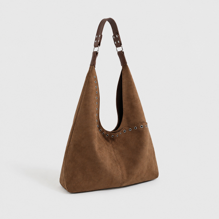 Casual Style Metal Hardware Solid Color Rivet Suede Women's Tote Bags 2