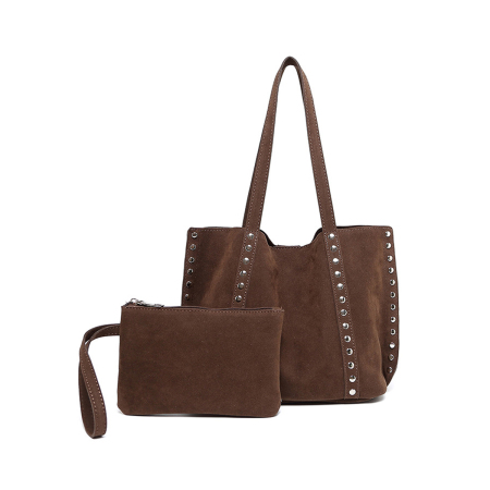 Office Style Studded Rivet Suede Women's Tote Bags