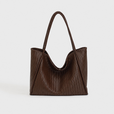 Office Style Woven Solid Color Pu Women's Tote Bags