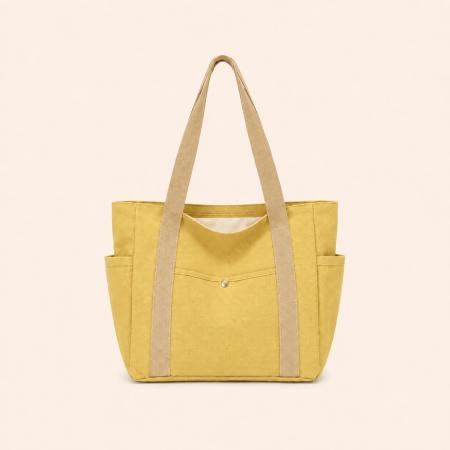 Casual Style None Solid Color Canvas Women's Square Tote Bags
