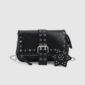Streetwear Style Metal Hardware Studded Solid Color Rivet Pu Women's Shoulder Bags(The Bag Charm Is Not Included.) h5 Picture2
