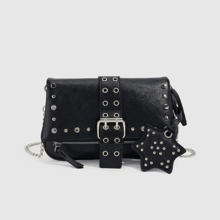 Streetwear Style Metal Hardware Studded Solid Color Rivet Pu Women's Shoulder Bags(The bag Charm is not included.) 2