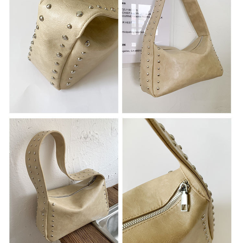 Casual Style Studded Solid Color Rivet Pu Women's Square Shoulder Bags h5Picture7