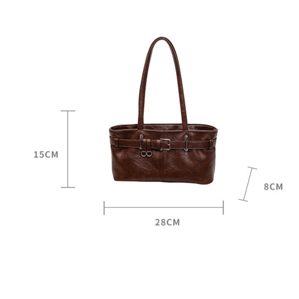Old Money Style Metal Hardware Solid Color Pu Women's East-West Bag Picture6