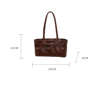 Old Money Style Metal Hardware Solid Color Pu Women's East-West Bag h5 Picture6