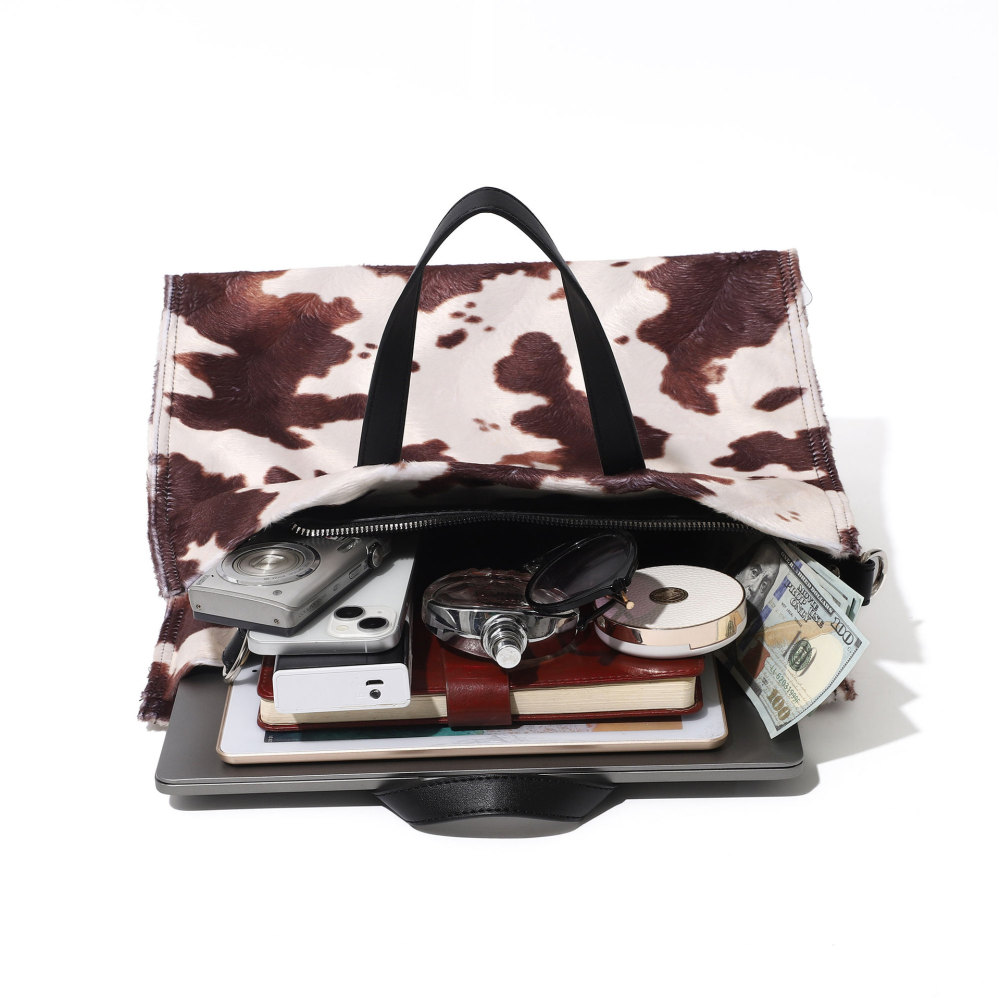 Casual Style Fluffy Solid Color Leopard Print Animal Print Corduroy Women's Square Tote Bags h5Picture4