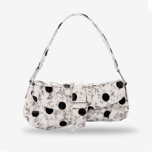 Streetwear Style Printed Polka Dots Fabric Women's Saddle Bag h5
