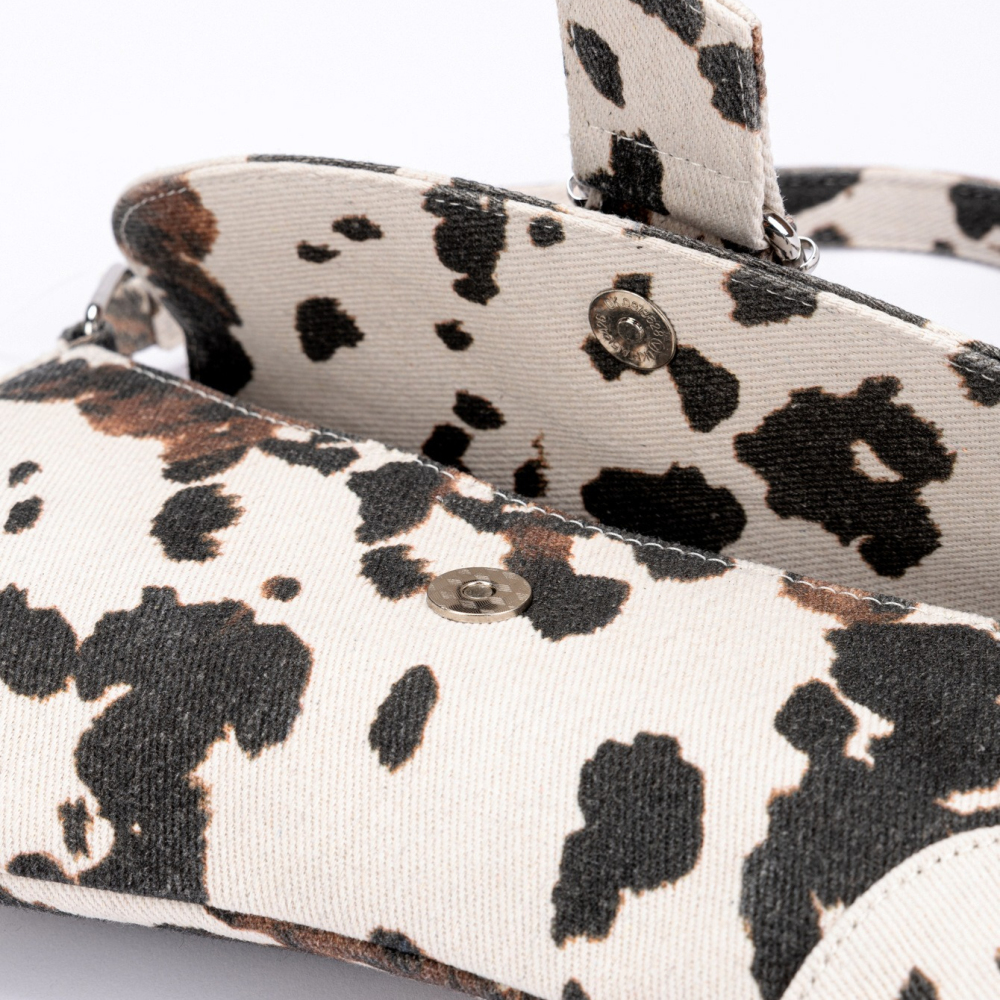 Streetwear Style Printed Cow Pattern Print Fabric Women's Saddle Bag h5Picture4
