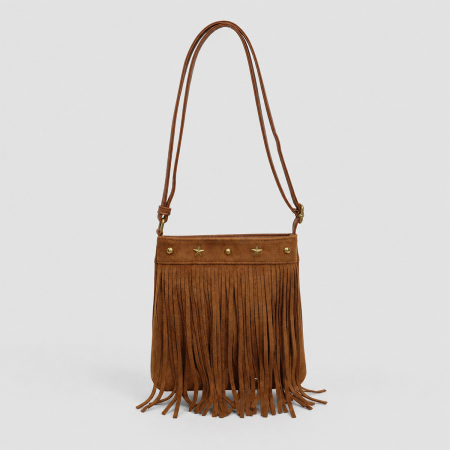 Bolsos de hombro para mujer de estilo urbano con tachuelas, borlas y remaches, de imitación de ante.