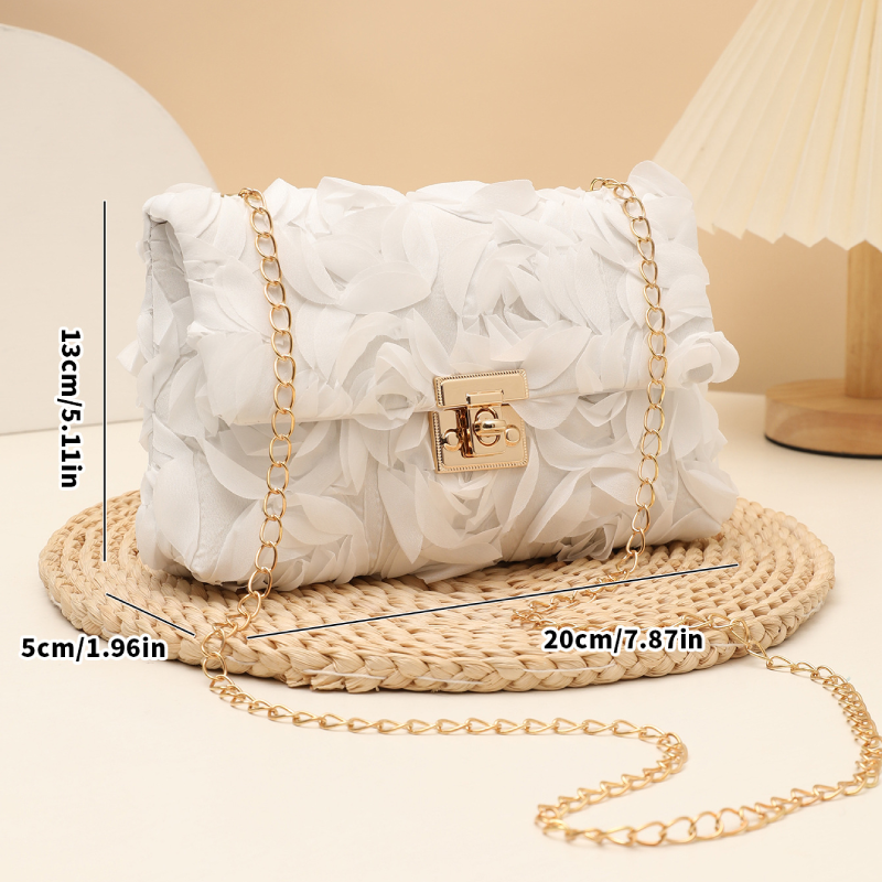 Casual Style Patchwork Flower Solid Color Chain Rose Nylon Women's Square Crossbody Bags h5Picture5