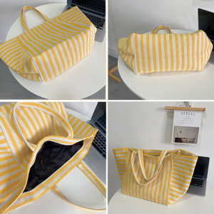 Casual Style None Stripe Canvas Women's Tote Bag Shoulder Bags h5 Picture11