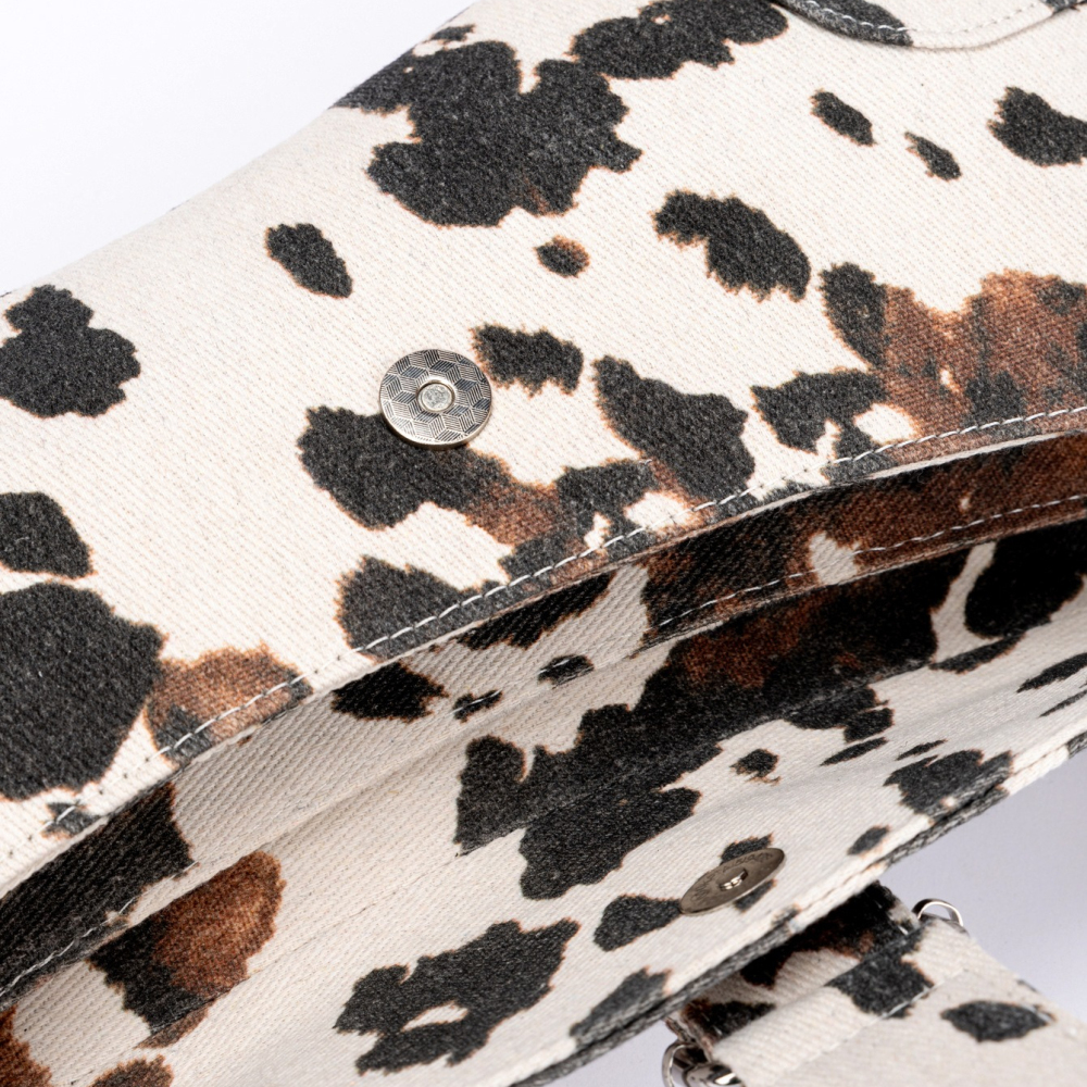 Streetwear Style Printed Cow Pattern Print Fabric Women's Saddle Bag h5Picture3