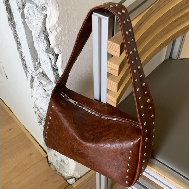 Casual Style Studded Solid Color Rivet Pu Women's Square Shoulder Bags h5Picture2