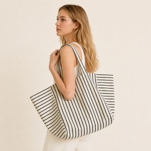 Casual Style None Stripe Canvas Women's Tote Bag Shoulder Bags h5 Picture2