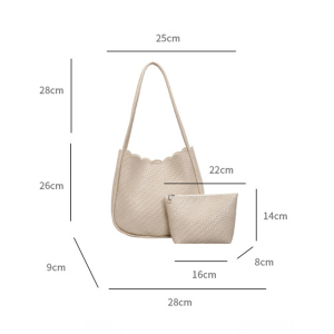 Office Style Woven Solid Color Pu Women's Tote Bag h5 Picture6