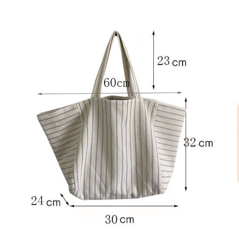 Casual Style None Stripe Canvas Women's Tote Bag Shoulder Bags h5Picture12