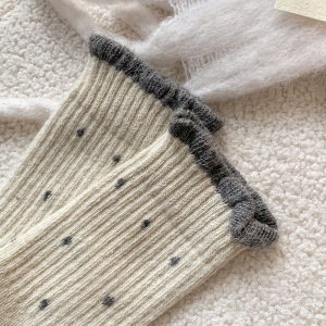 Basic Polka Dots Color Clash Wool Mid-Calf Socks h5 Picture9