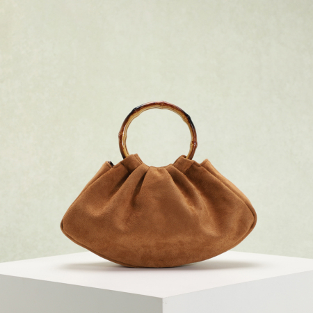 Abendliche, einfarbige Wildleder-Kissenhandtasche für Damen