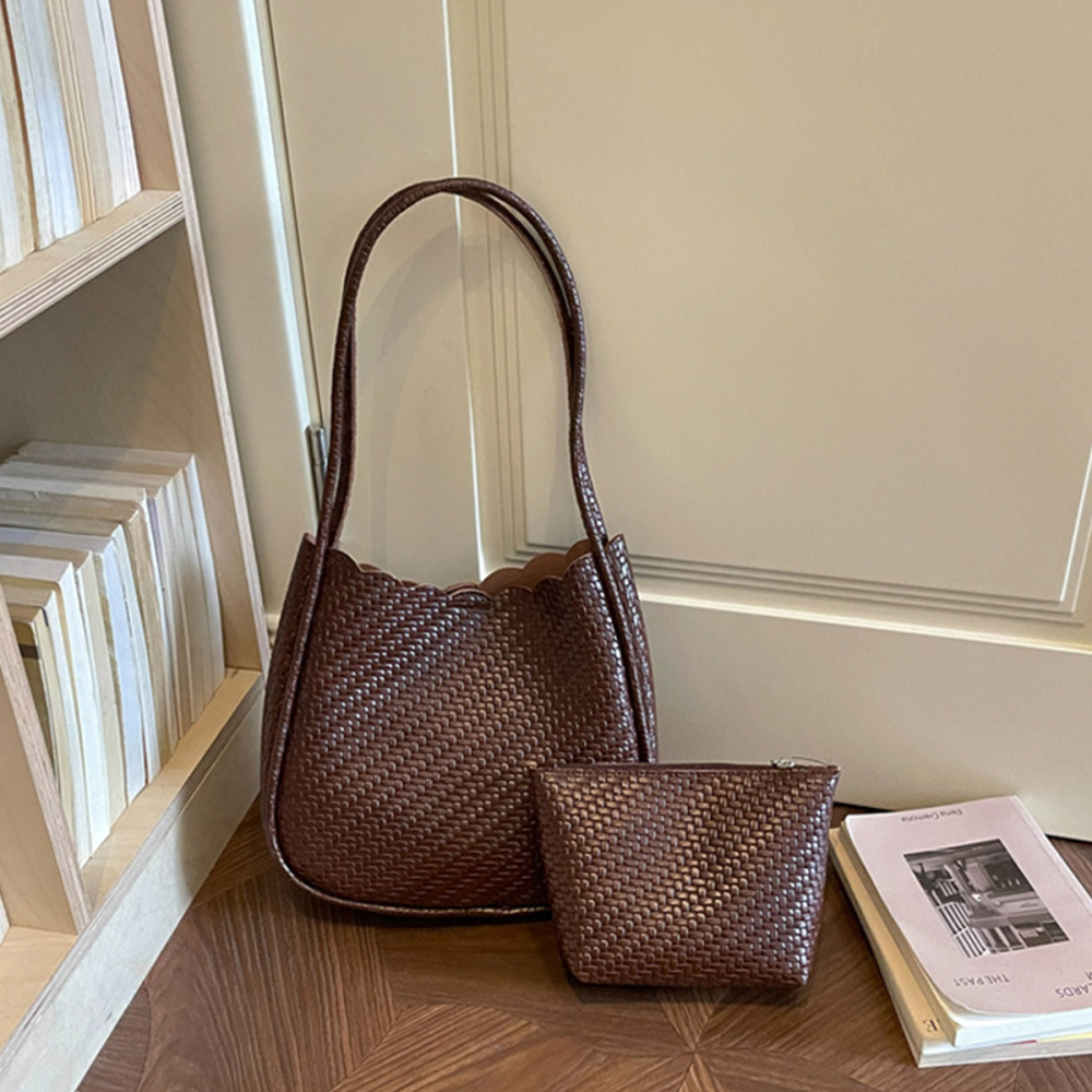 Office Style Woven Solid Color Pu Women's Tote Bag h5Picture3