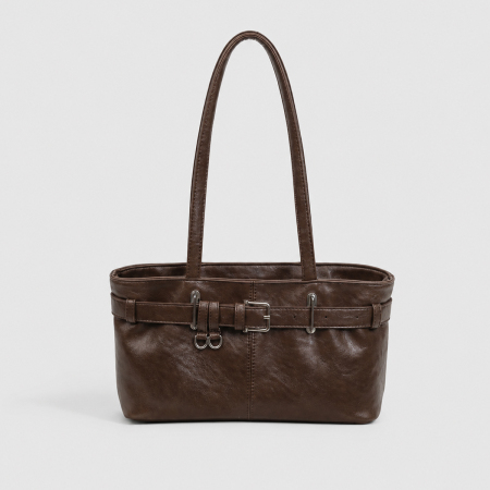 Bolso de mujer de estilo clásico con herrajes metálicos y color liso de PU.
