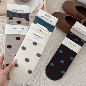 Slight Bounce Retro Color Clash Illustration Mid-Calf Socks h5 Picture2
