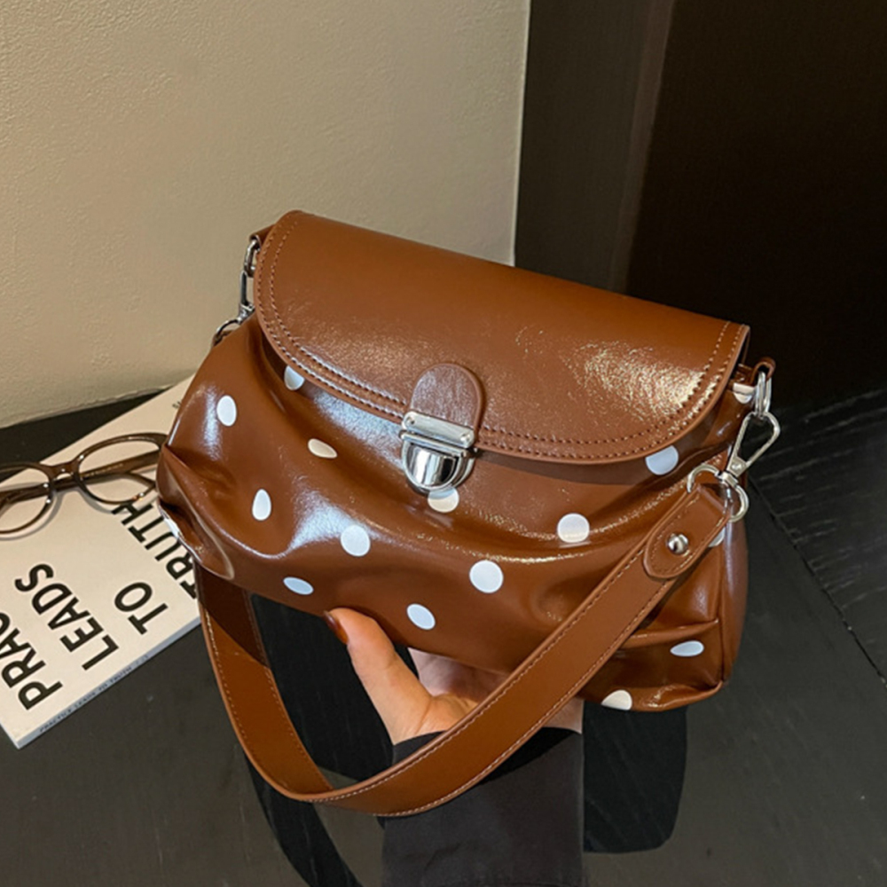 Office Style Metal Hardware Polka Dots Pu Women's Shoulder Bags h5Picture3