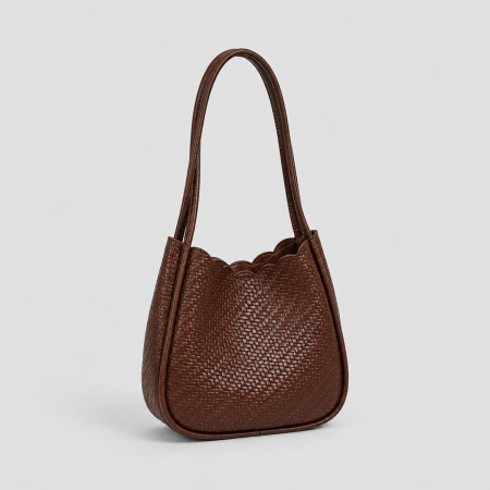 Bolso tote de mujer de PU tejido de color liso estilo oficina 2