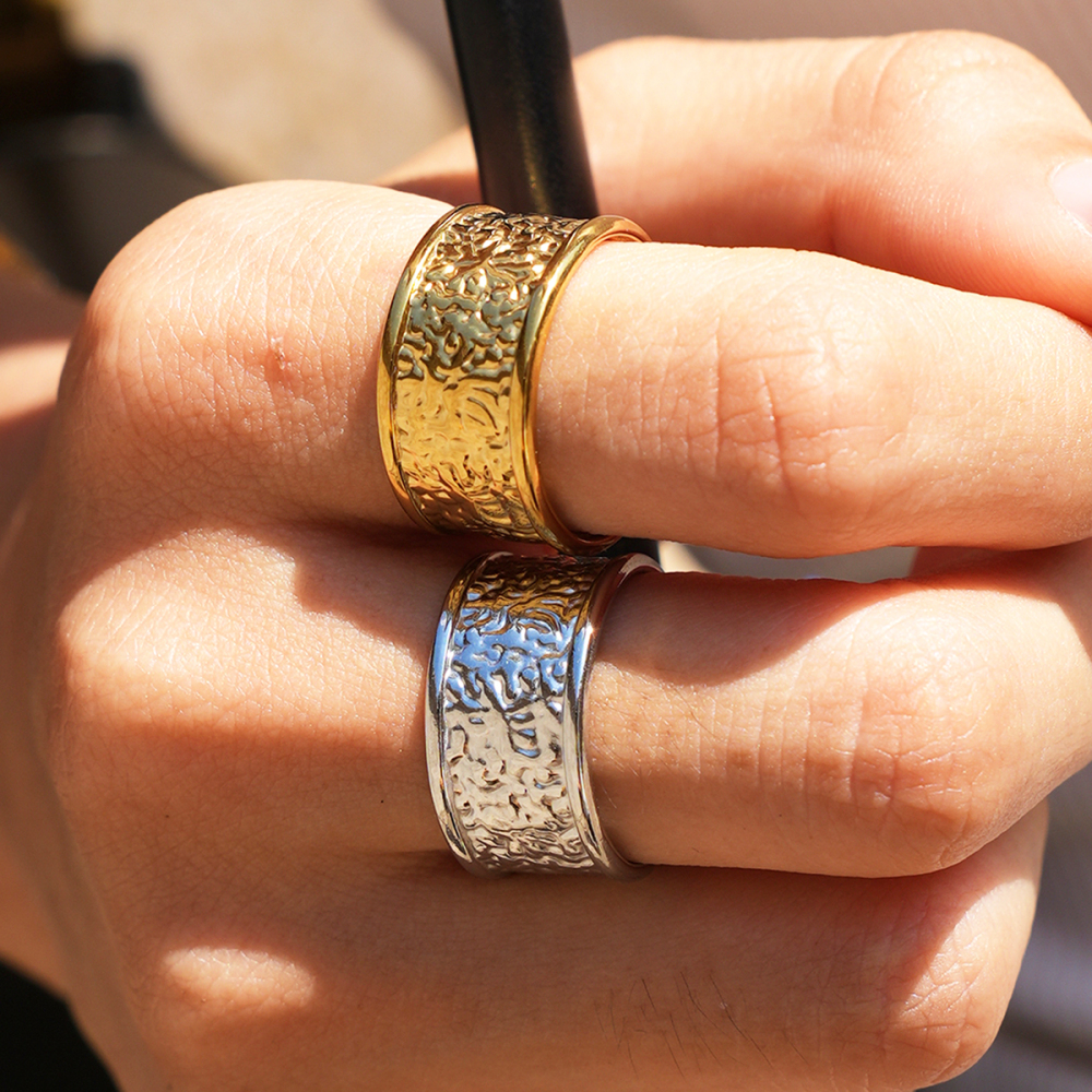 Simple Series Daily Irregular Shape Stainless Steel Waterproof   Gold Color  Statement Rings Picture2