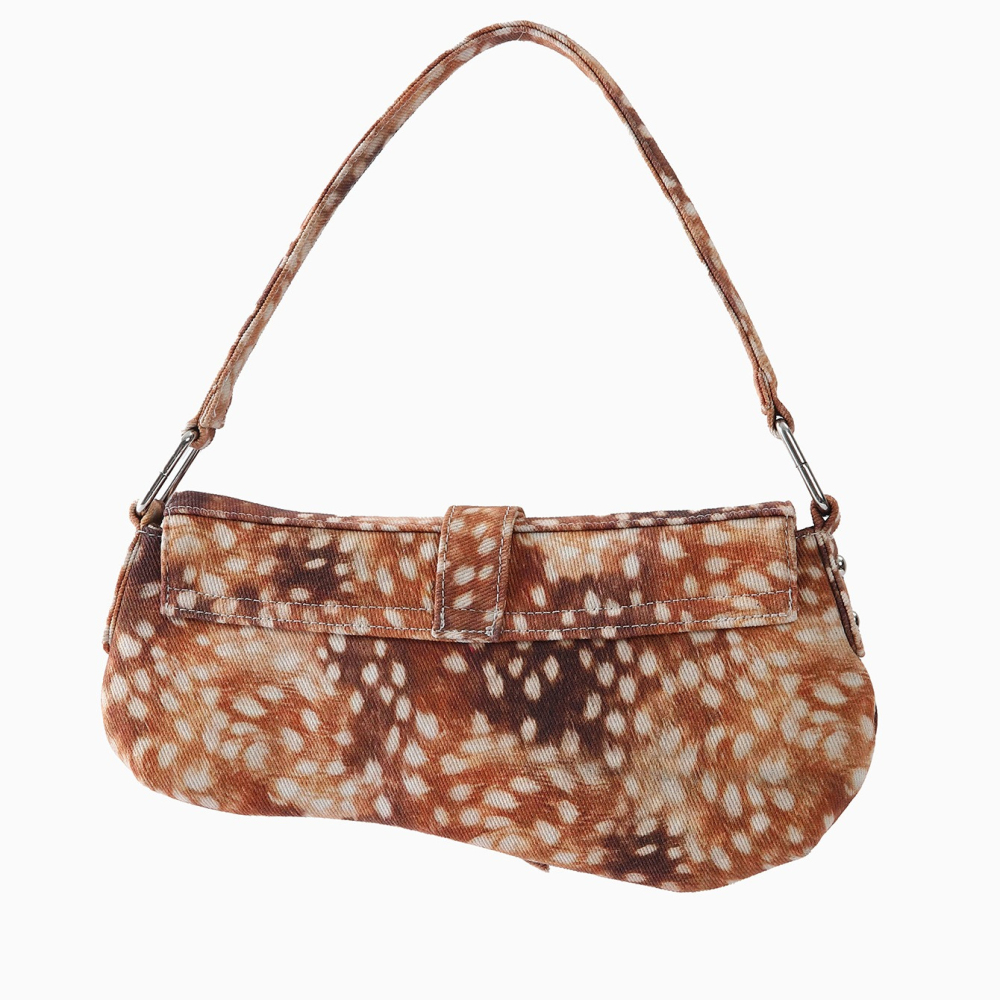 Streetwear Style Printed Bambi Print Fabric Women's Saddle Bag h5Picture3