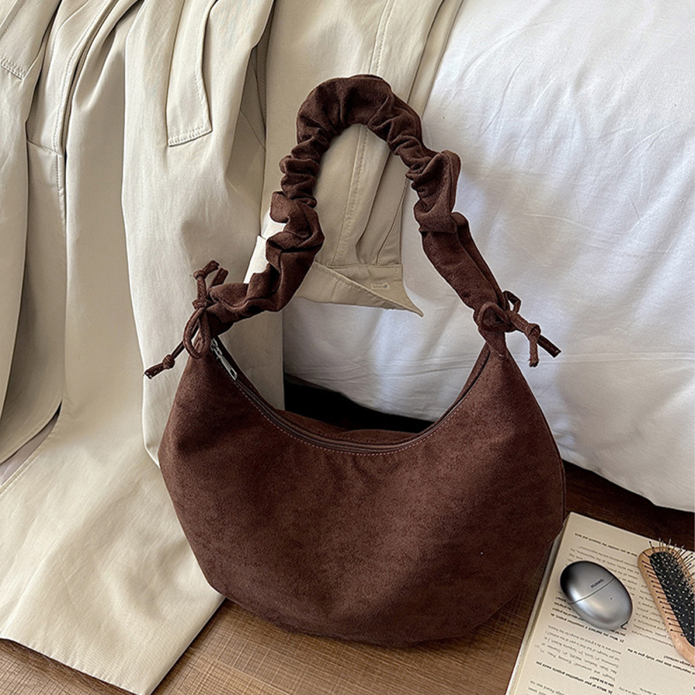 Parisian Chic Style None Solid Color Suede Women's Shoulder Bags h5Picture3