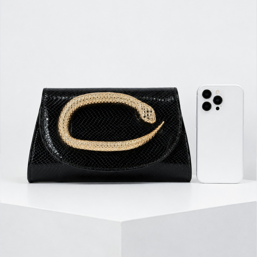 Evening Style Metal Hardware Snake Pu Women's Clutches h5Picture3