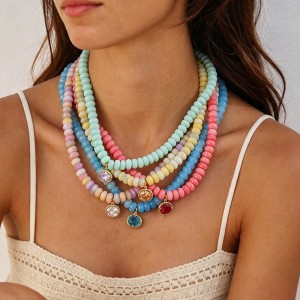 Romantic Series Sweet Beads Gradient Color Natural Stones Women's Beaded Necklaces h5 Picture2