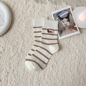Slight Bounce Elegant Stripes Animal Polka Dots Color Clash Mid-Calf Socks h5 Picture2