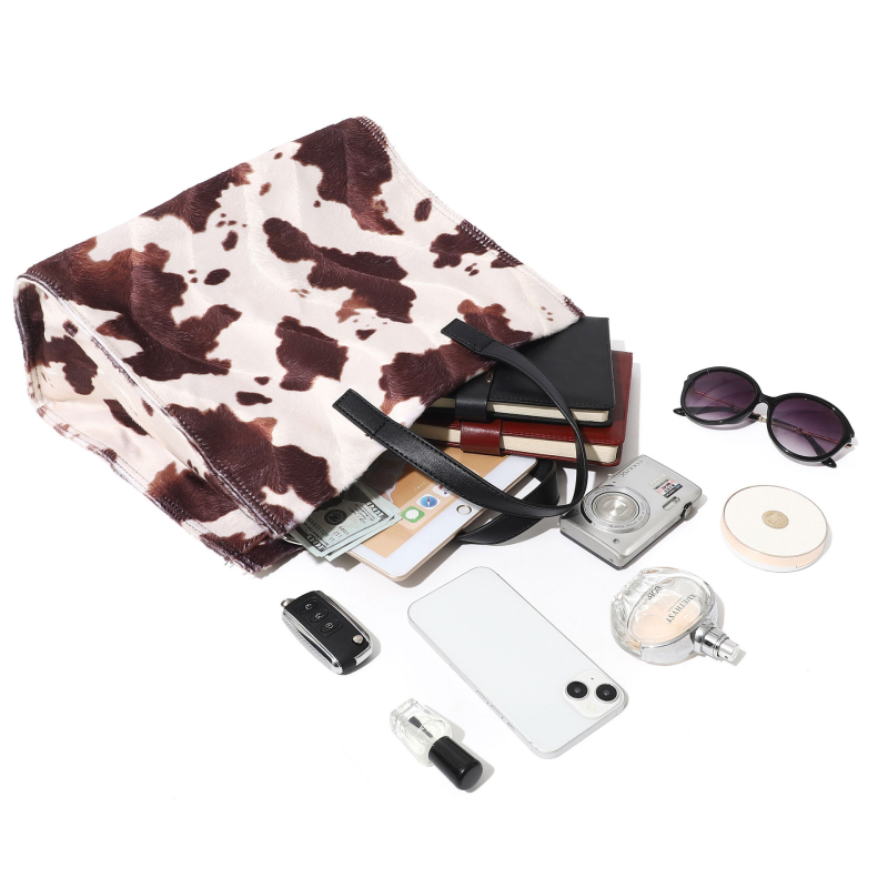 Casual Style Fluffy Solid Color Leopard Print Animal Print Corduroy Women's Square Tote Bags h5Picture5