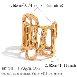 Simple Series Daily Irregular Shape Rectangle Stainless Steel Waterproof   Gold Color  Statement Rings h5 