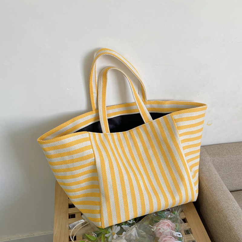 Casual Style None Stripe Canvas Women's Tote Bag Shoulder Bags h5Picture9