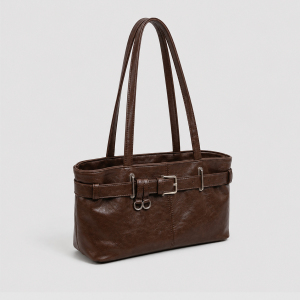 Old Money Style Metal Hardware Solid Color Pu Women's East-West Bag h5 Picture2