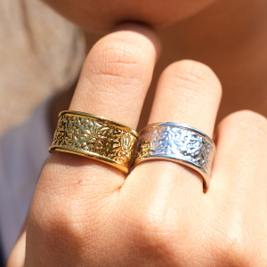 Simple Series Daily Irregular Shape Stainless Steel Waterproof   Gold Color  Statement Rings h5 Picture3