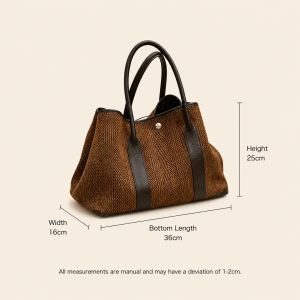 Casual Style Patchwork Woven Solid Color Patchwork Pu Women's Tote Bags h5