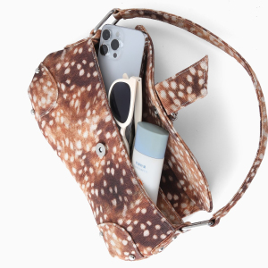 Streetwear Style Printed Bambi Print Fabric Women's Saddle Bag h5 Picture4