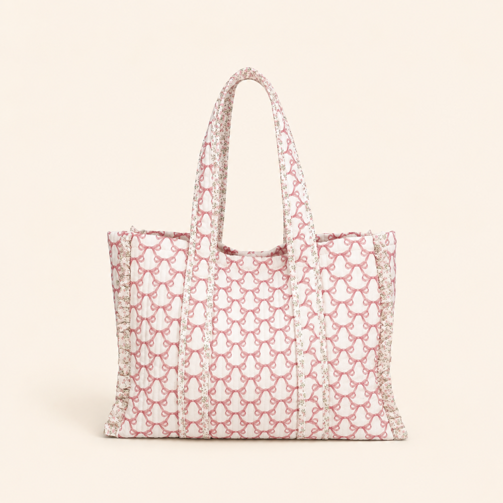Casual Style Shirred Flower Patchwork Mixed Color Polyester Women's Square Tote Bags