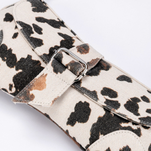 Streetwear Style Printed Cow Pattern Print Fabric Women's Saddle Bag h5 Picture6